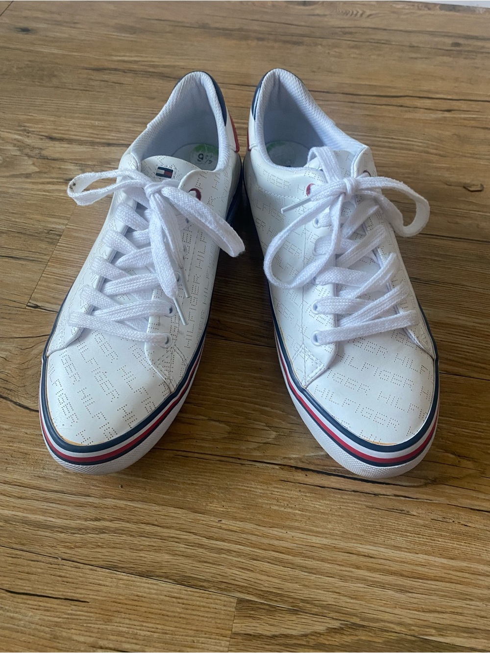Tommy Hilfiger White Low-Top Sneakers with Red & Navy Trim